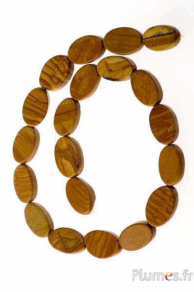 Perles en jaspe paysage - long. 14 mm, trou 1 mm - brun miel